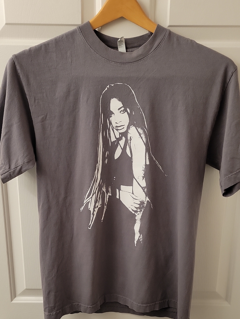 Gray Graphic Tee with White Silhouette